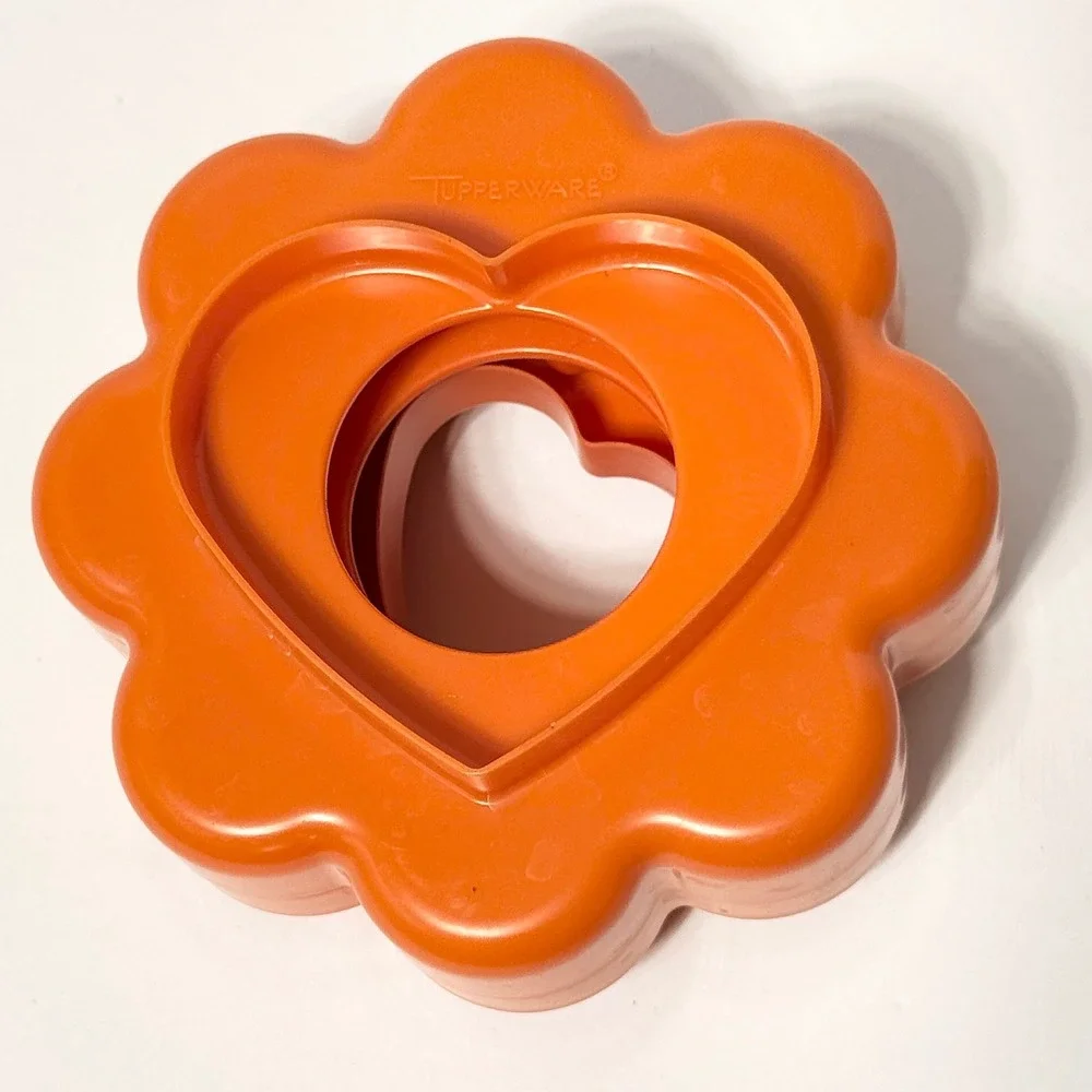 Vintage Tupperware Nesting Cookie Cutter Set 5pc Orange Heart Star Flower
